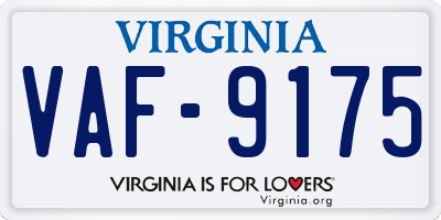 VA license plate VAF9175