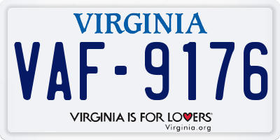 VA license plate VAF9176