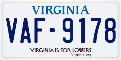 VA license plate VAF9178