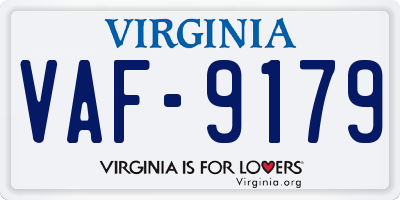 VA license plate VAF9179