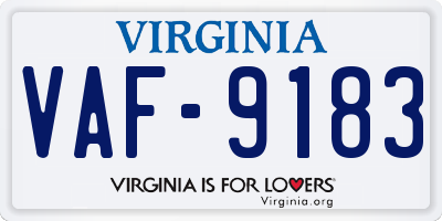 VA license plate VAF9183