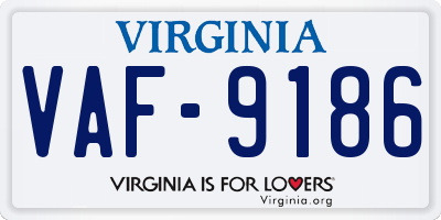 VA license plate VAF9186