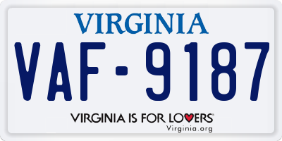 VA license plate VAF9187