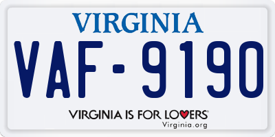 VA license plate VAF9190