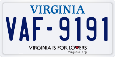 VA license plate VAF9191