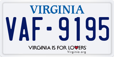 VA license plate VAF9195