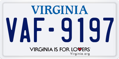VA license plate VAF9197