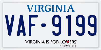 VA license plate VAF9199