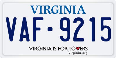 VA license plate VAF9215