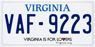 VA license plate VAF9223