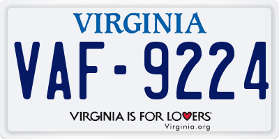 VA license plate VAF9224