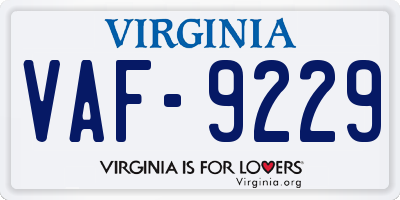 VA license plate VAF9229