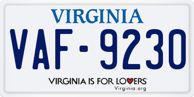 VA license plate VAF9230