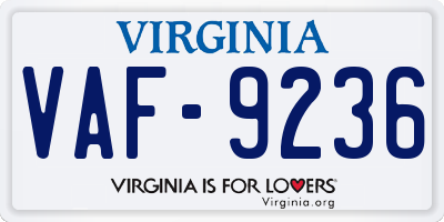 VA license plate VAF9236