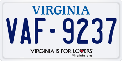 VA license plate VAF9237