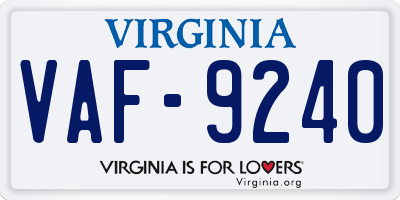 VA license plate VAF9240