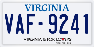 VA license plate VAF9241