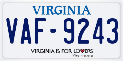 VA license plate VAF9243