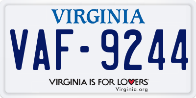 VA license plate VAF9244