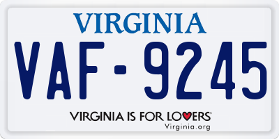 VA license plate VAF9245