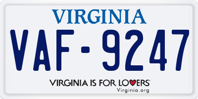 VA license plate VAF9247