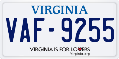 VA license plate VAF9255