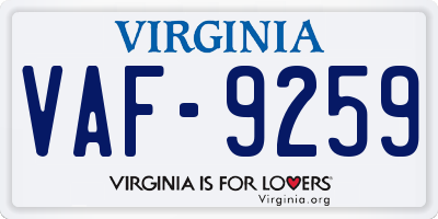 VA license plate VAF9259