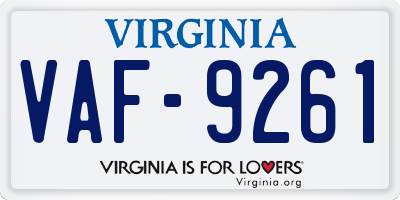 VA license plate VAF9261
