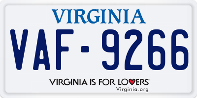 VA license plate VAF9266