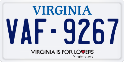 VA license plate VAF9267