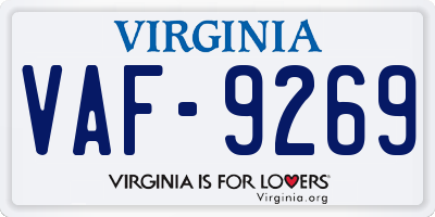 VA license plate VAF9269