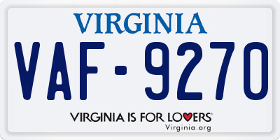 VA license plate VAF9270