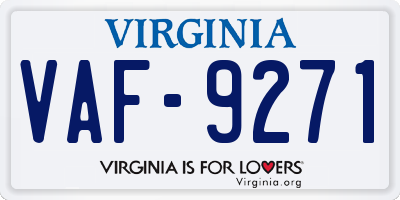 VA license plate VAF9271
