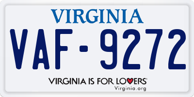 VA license plate VAF9272