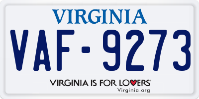 VA license plate VAF9273