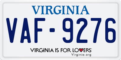 VA license plate VAF9276