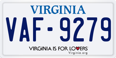 VA license plate VAF9279