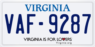 VA license plate VAF9287