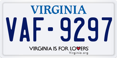 VA license plate VAF9297