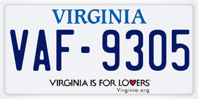 VA license plate VAF9305