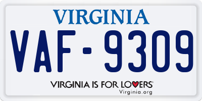 VA license plate VAF9309