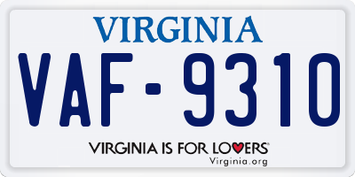 VA license plate VAF9310