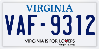 VA license plate VAF9312