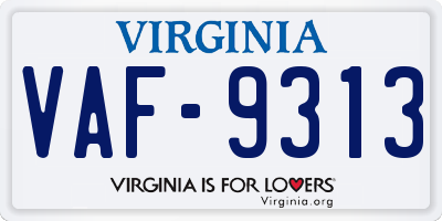 VA license plate VAF9313