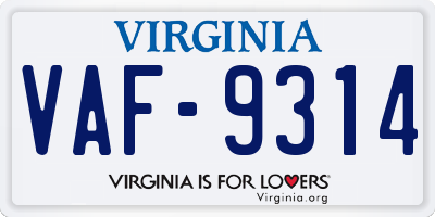 VA license plate VAF9314