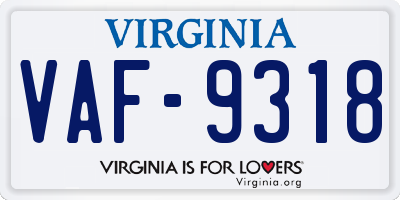 VA license plate VAF9318