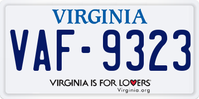 VA license plate VAF9323