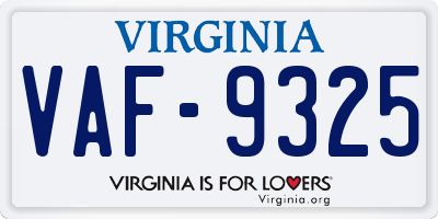 VA license plate VAF9325