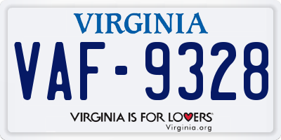 VA license plate VAF9328