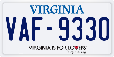 VA license plate VAF9330